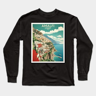 Amalfi Coast Italy Vintage Tourism Travel Poster Long Sleeve T-Shirt